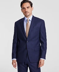 Michael Kors Men's Classic-Fit Wool-Blend Stretch Plaid Suit Separate Jacket