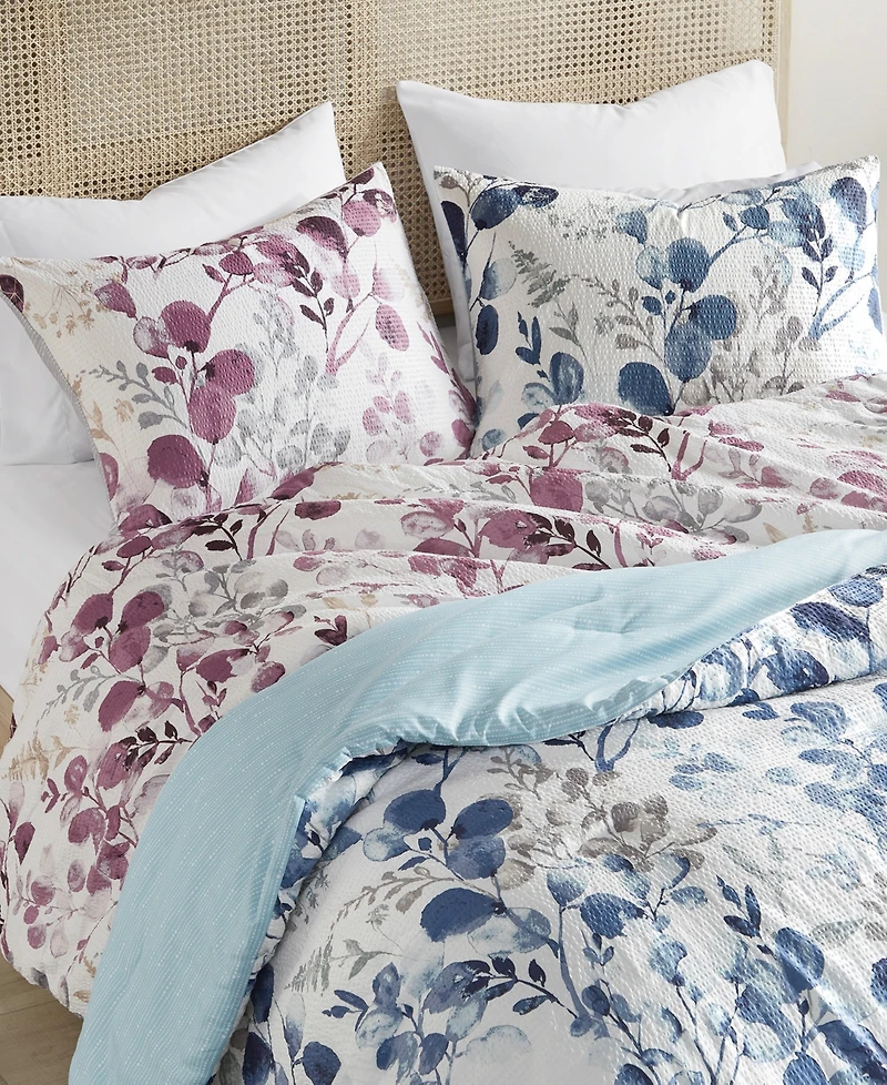 510 Design Gabby Reversible Floral Botanical Seersucker 3-Pc. Comforter Set, King/California King