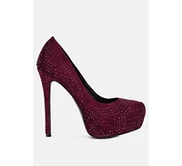 clarisse diamante faux suede high heeled pumps
