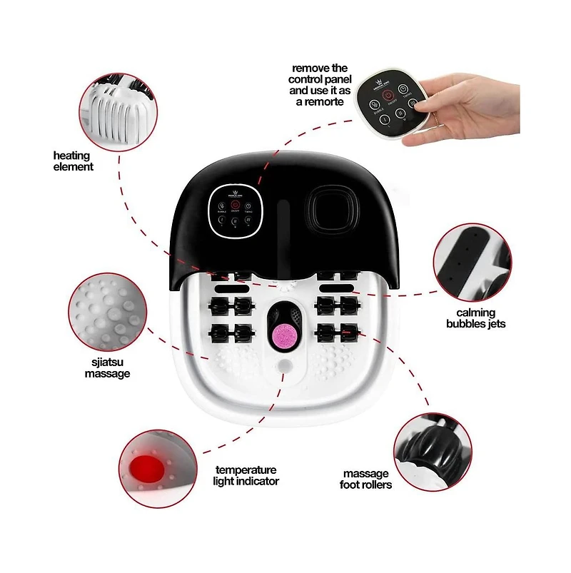 Foot Spa with Heat and Massage and Jets Includes A Remote Control A Pumice Stone Collapsible Massager with Bubbles and Vibration