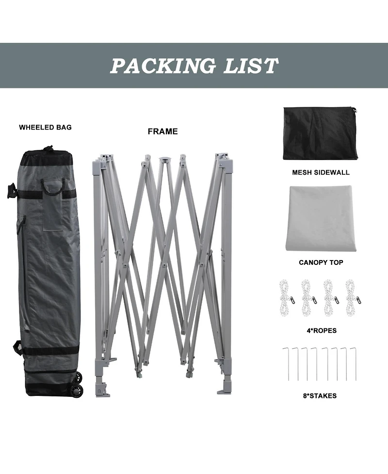 Aoodor Pop Up Canopy Tent with Removable Mesh Sidewalls, Portable Instant Shade Canopy with Roller Bag