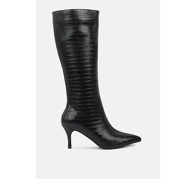 Uptown Pointed Mid Heel Calf Boots