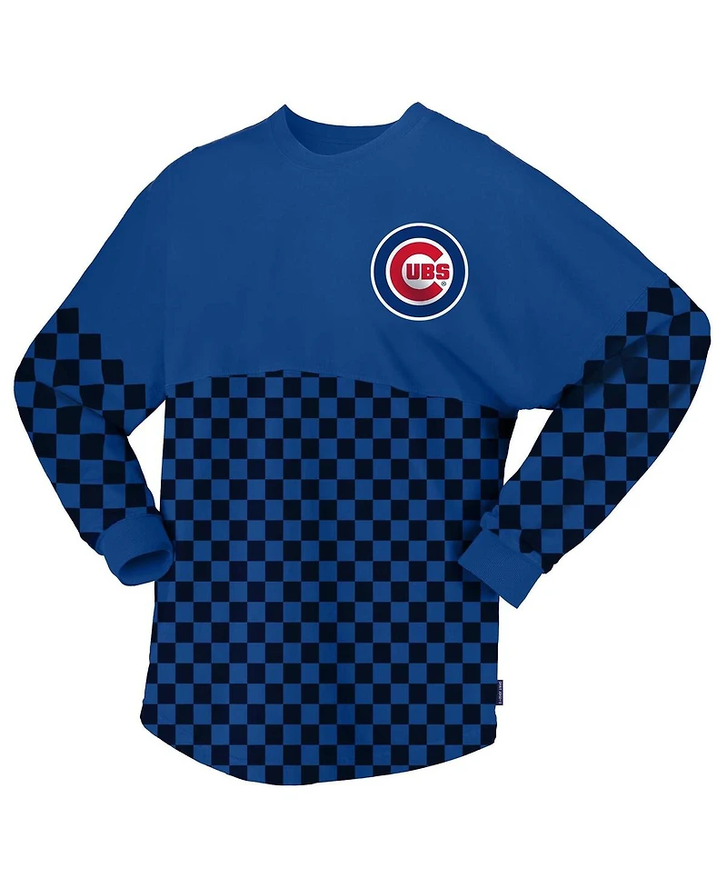 Women's Fanatics Royal Chicago Cubs Checker Print Long Sleeve T-shirt