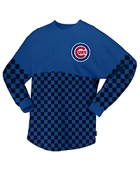 Women's Fanatics Royal Chicago Cubs Checker Print Long Sleeve T-shirt
