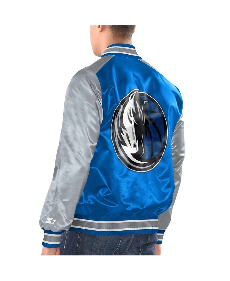 Starter Men's Blue Dallas Mavericks Renegade Satin Full-Snap Varsity Jacket