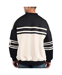 Men's Starter White Boston Bruins Defense Fleece Crewneck Pullover Sweatshirt