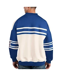 Men's Starter White New York Rangers Defense Fleece Crewneck Pullover Sweatshirt