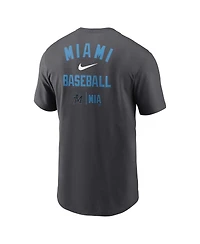 Men's Nike Charcoal Miami Marlins Logo Sketch Bar T-shirt
