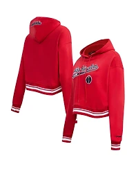 Women's Pro Standard Red Washington Wizards Script Tail Cropped Pullover Hoodie