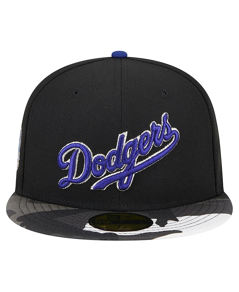 Men's New Era Black Los Angeles Dodgers Metallic Camo 59FIFTY Fitted Hat