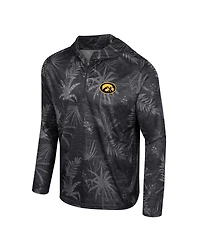 Men's Colosseum Black Iowa Hawkeyes Palms Printed Lightweight Quarter-Zip Hooded Top