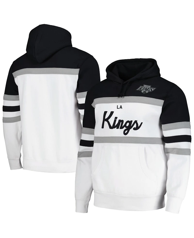 Men's Mitchell & Ness White, Black Los Angeles Kings Head Coach Pullover Hoodie