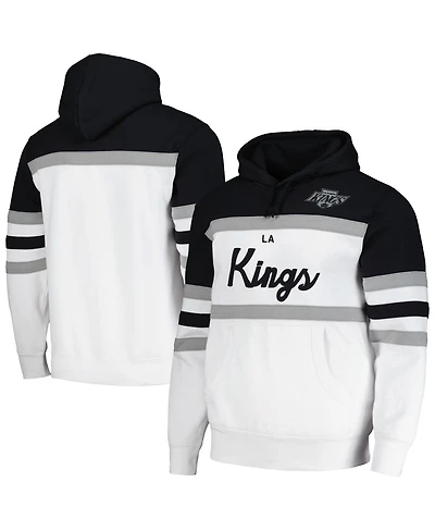 Men's Mitchell & Ness White, Black Los Angeles Kings Head Coach Pullover Hoodie