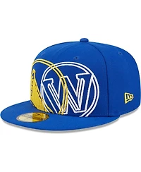 Men's New Era Royal Golden State Warriors Game Day Hollow Logo Mashup 59FIFTY Fitted Hat