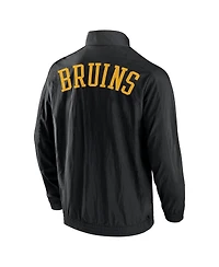 Men's Fanatics Black Boston Bruins Step Up Crinkle Raglan Full-Zip Windbreaker Jacket