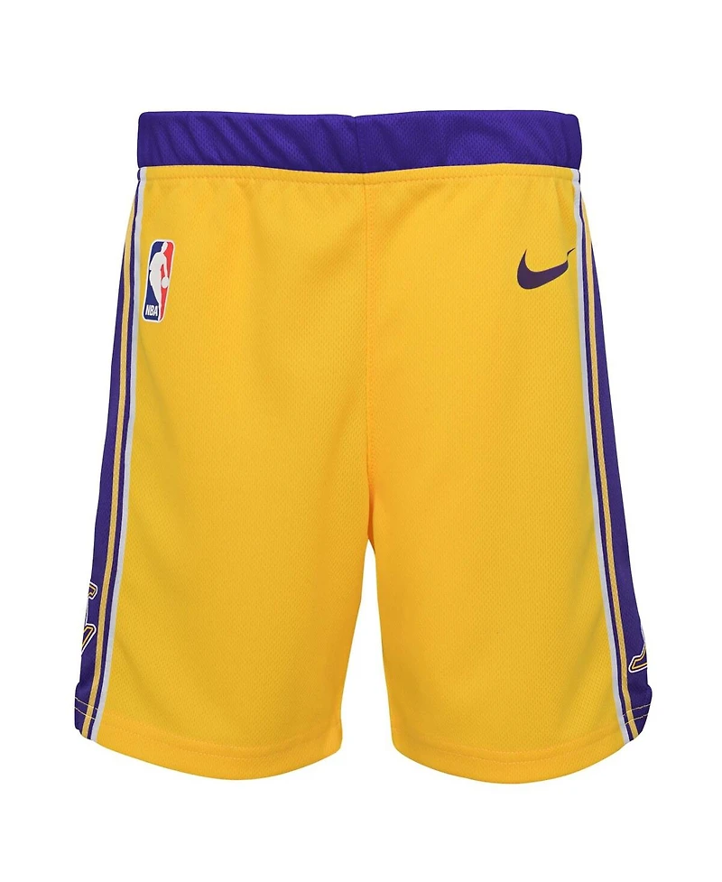 Little Boys and Girls Nike Gold Los Angeles Lakers Icon Replica Shorts