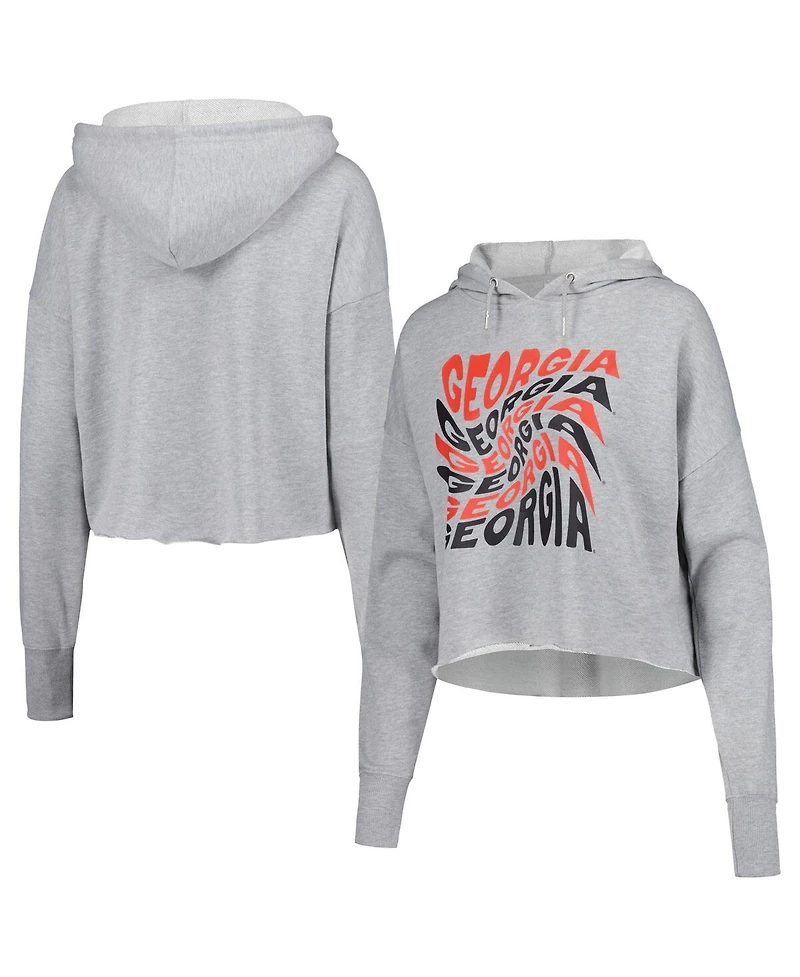 Women's ZooZatz Gray Georgia Bulldogs Swirl Cropped Pullover Hoodie