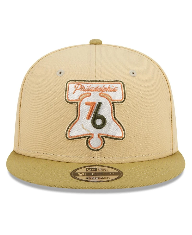 Men's New Era Khaki, Tan Philadelphia 76ers Green Collection 9FIFTY Snapback Hat