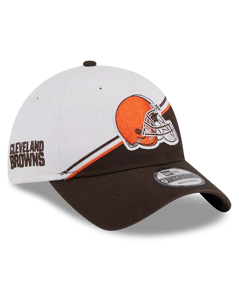 Men's New Era White, Brown Cleveland Browns 2023 Sideline 9TWENTY Adjustable Hat