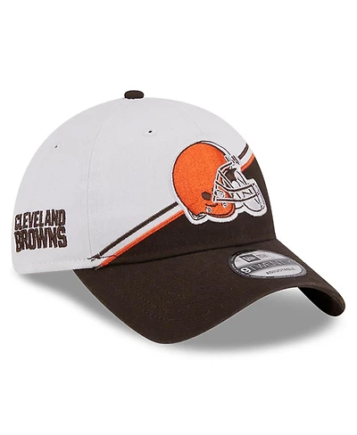 Men's New Era White, Brown Cleveland Browns 2023 Sideline 9TWENTY Adjustable Hat