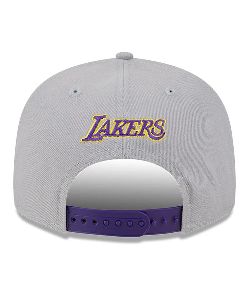 Men's New Era Gray Los Angeles Lakers Chenille Band 9FIFTY Snapback Hat