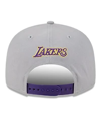 Men's New Era Gray Los Angeles Lakers Chenille Band 9FIFTY Snapback Hat