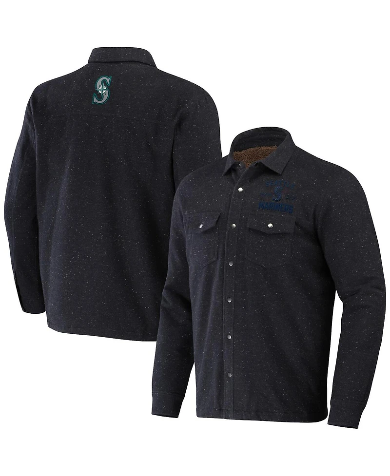 Men's Darius Rucker Collection by Fanatics Black Seattle Mariners Ringstop Full-Snap Shacket