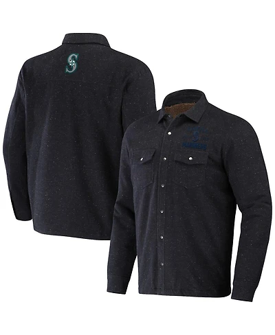 Men's Darius Rucker Collection by Fanatics Black Seattle Mariners Ringstop Full-Snap Shacket