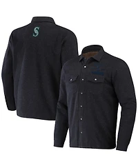 Men's Darius Rucker Collection by Fanatics Black Seattle Mariners Ringstop Full-Snap Shacket
