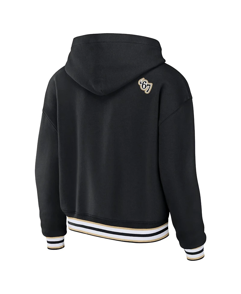 Women's Wear by Erin Andrews Black New Orleans Saints Lace-Up Pullover Hoodie