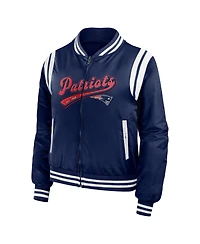 Women's Wear by Erin Andrews Navy New England Patriots Bomber Full-Zip Jacket