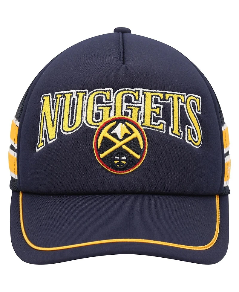 Men's '47 Brand Navy Denver Nuggets Sidebrand Stripes Trucker Adjustable Hat