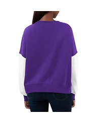 Women's G-iii 4Her by Carl Banks Purple, White Lsu Tigers Team Pride Colorblock Pullover Sweatshirt