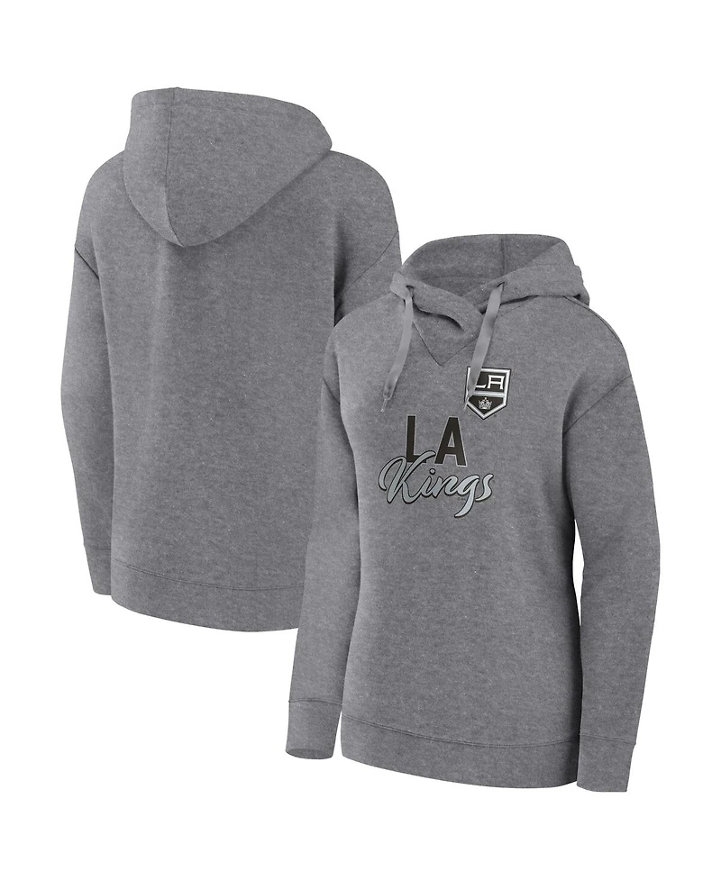 Women's Fanatics Heather Gray Los Angeles Kings Script Favorite Pullover Hoodie