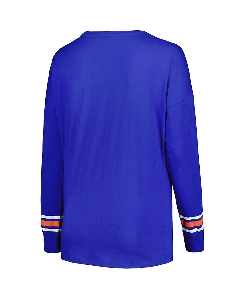 Women's Profile Royal Florida Gators Plus Triple Script Scoop Neck Long Sleeve T-shirt