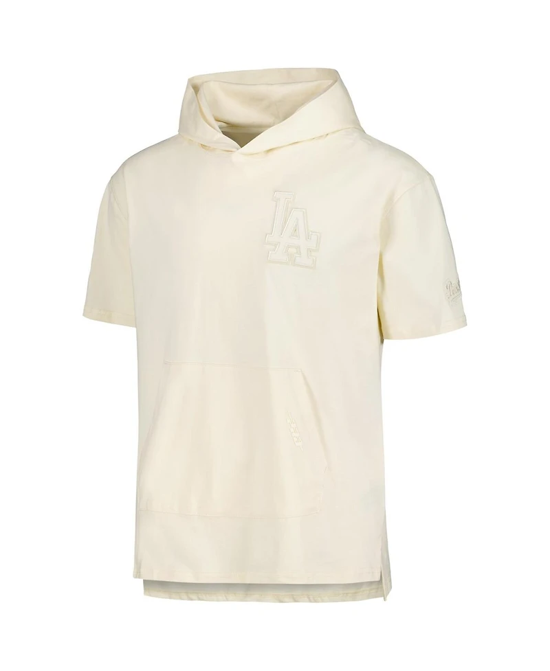 Men's Pro Standard Cream Los Angeles Dodgers Neutral Short Sleeve Pullover Hoodie