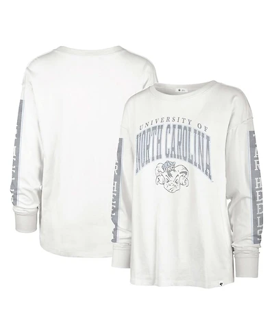 Women's '47 Brand Cream Distressed North Carolina Tar Heels Statement Soa 3-Hit Long Sleeve T-shirt