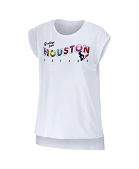 Women's Wear by Erin Andrews White Houston Texans Greetings From Muscle T-shirt