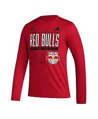 Men's adidas Red New York Bulls 2023 Club Dna Long Sleeve Aeroready T-shirt