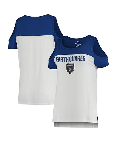 Women's Fanatics White San Jose Earthquakes Iconic Pure Dedication Cold Shoulder T-shirt