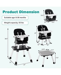 Costway Toddler 8-in-1 High Chair Convertible Dining Booster Seat w/ Removable Tray