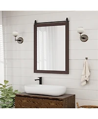 30''x22'' Wall Mount Mirror Decor Vanity Mirror Wood Frame Barn Door Style