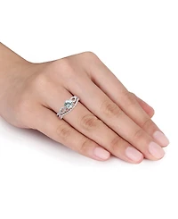 Aquamarine (5/8 ct. t.w.) & Diamond (1/6 Infinity Bridal Set 10k Rose Gold