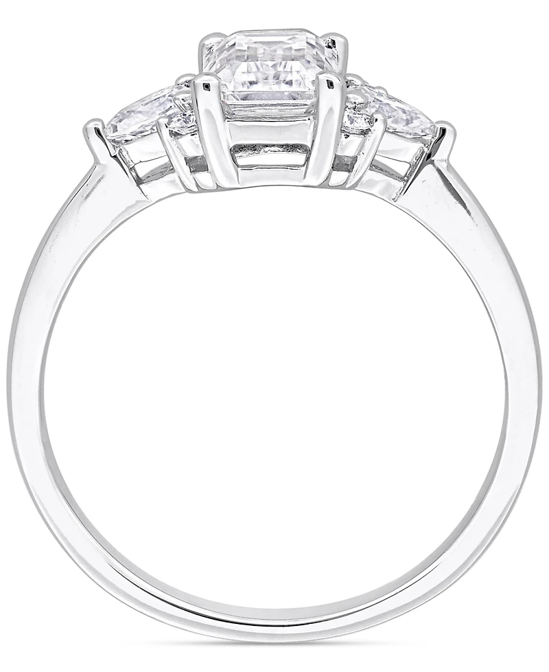 Moissanite (1-3/8 ct. t.w.) Octagon-Cut Cluster Engagement Ring Sterling Silver