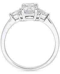 Moissanite (1-3/8 ct. t.w.) Octagon-Cut Cluster Engagement Ring Sterling Silver