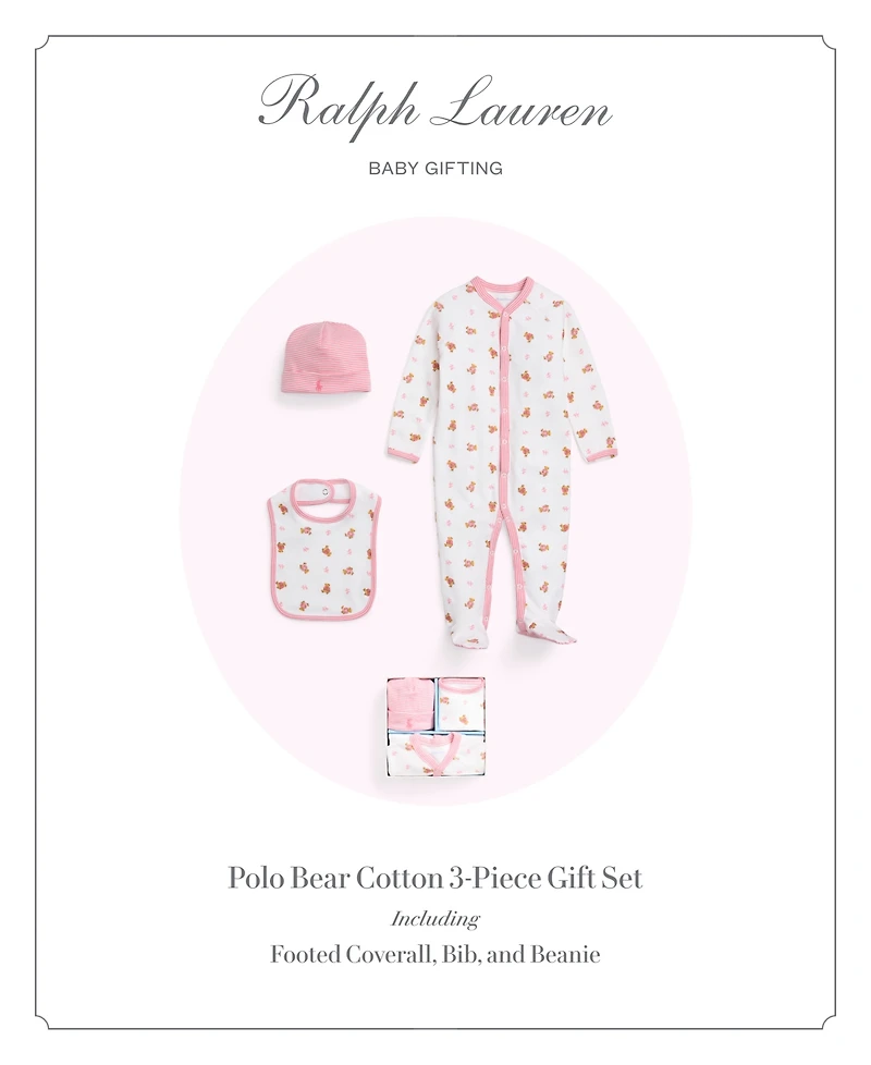 Polo Ralph Lauren Baby Girls Bear Cotton 3-Piece Gift Set