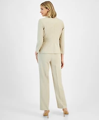 Le Suit Women's Two-Button Inset Jacket Extended-Tab Waist Pantsuit Set, Regular & Petite