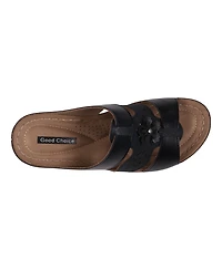 Gc Shoes Women's Spring Triple Band Flower Wedge Sandals