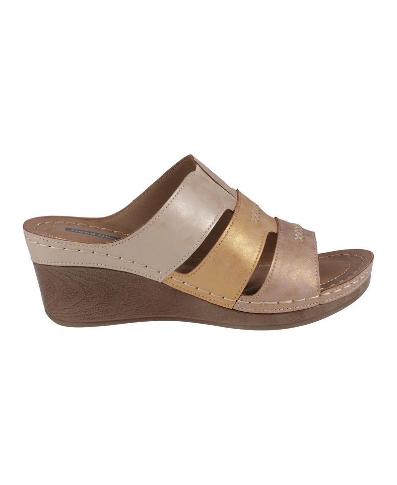 Gc Shoes Women's Delores Triple Band Wedge Sandals