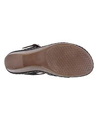 Gc Shoes Women's Darry Perforated T-Strap Slingback Wedge Sandals